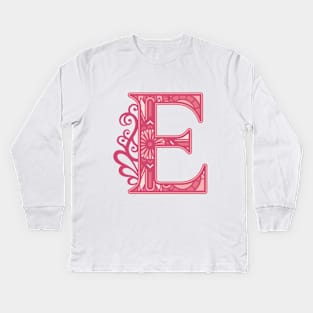 The Alphabet Letter E Floral Kids Long Sleeve T-Shirt